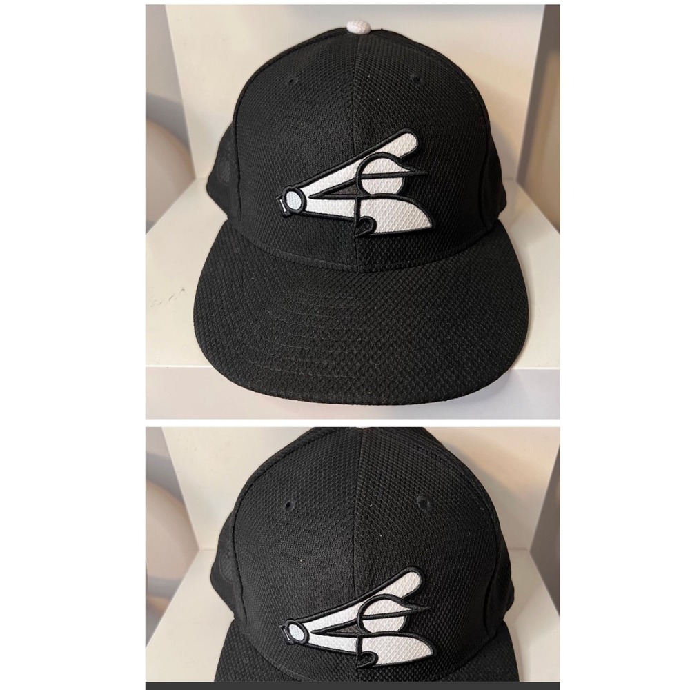 New Era Chicago White Sox Black Fitted Baseball Cap Classic Sox Logo Hat-7 1/8